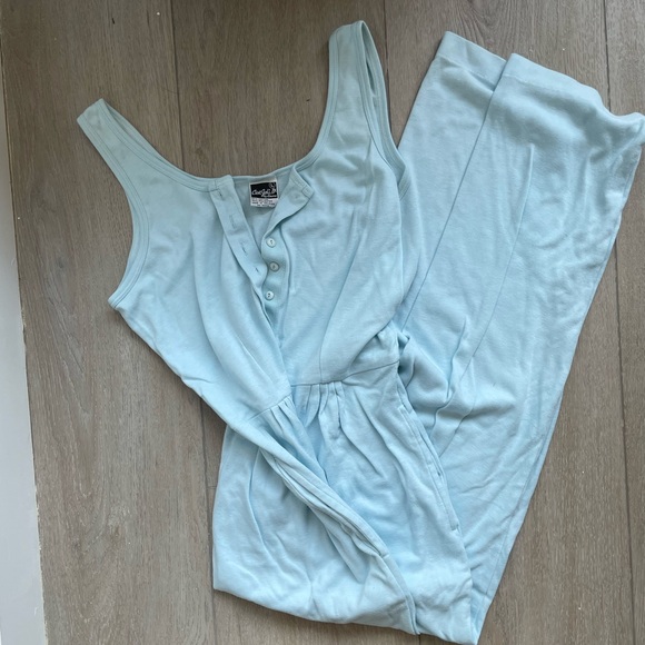 Vintage Buttoned Cotton Romper - Baby Blue - Picture 1 of 5